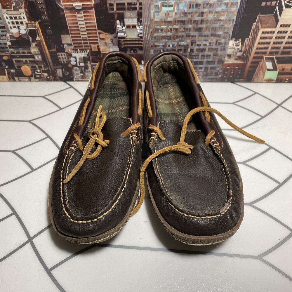 LL Bean Brown Leather Slippers Mens 9 Med.